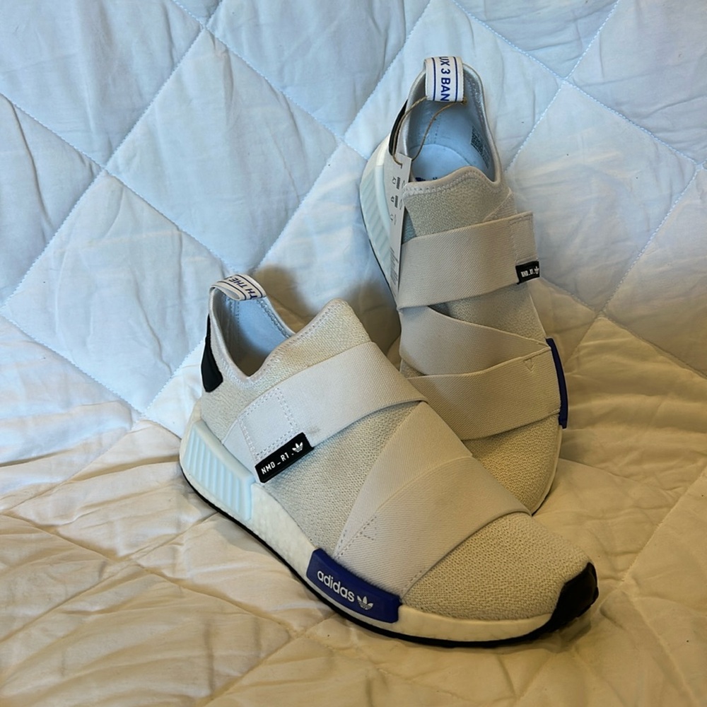 adidas women Originals NMD_R1 Strap cloud White Lucid Blue Core Black shoes 8.5
